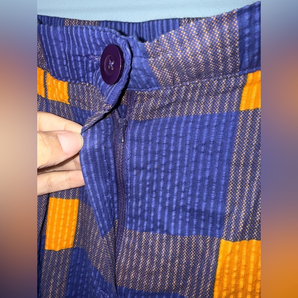Anthropologie Porridge Preppy Plaid Indie WideLeg Pant Purple & Orange Sz M EUC - Picture 7 of 14